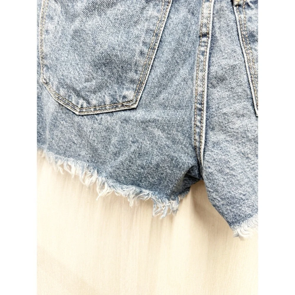 NWT Kancan Medium Wash High Rise Distressed Denim Shorts, Size 26